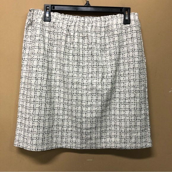 Loft White Black Knit Skirt W Pockets Size L NWT - Picture 2 of 7